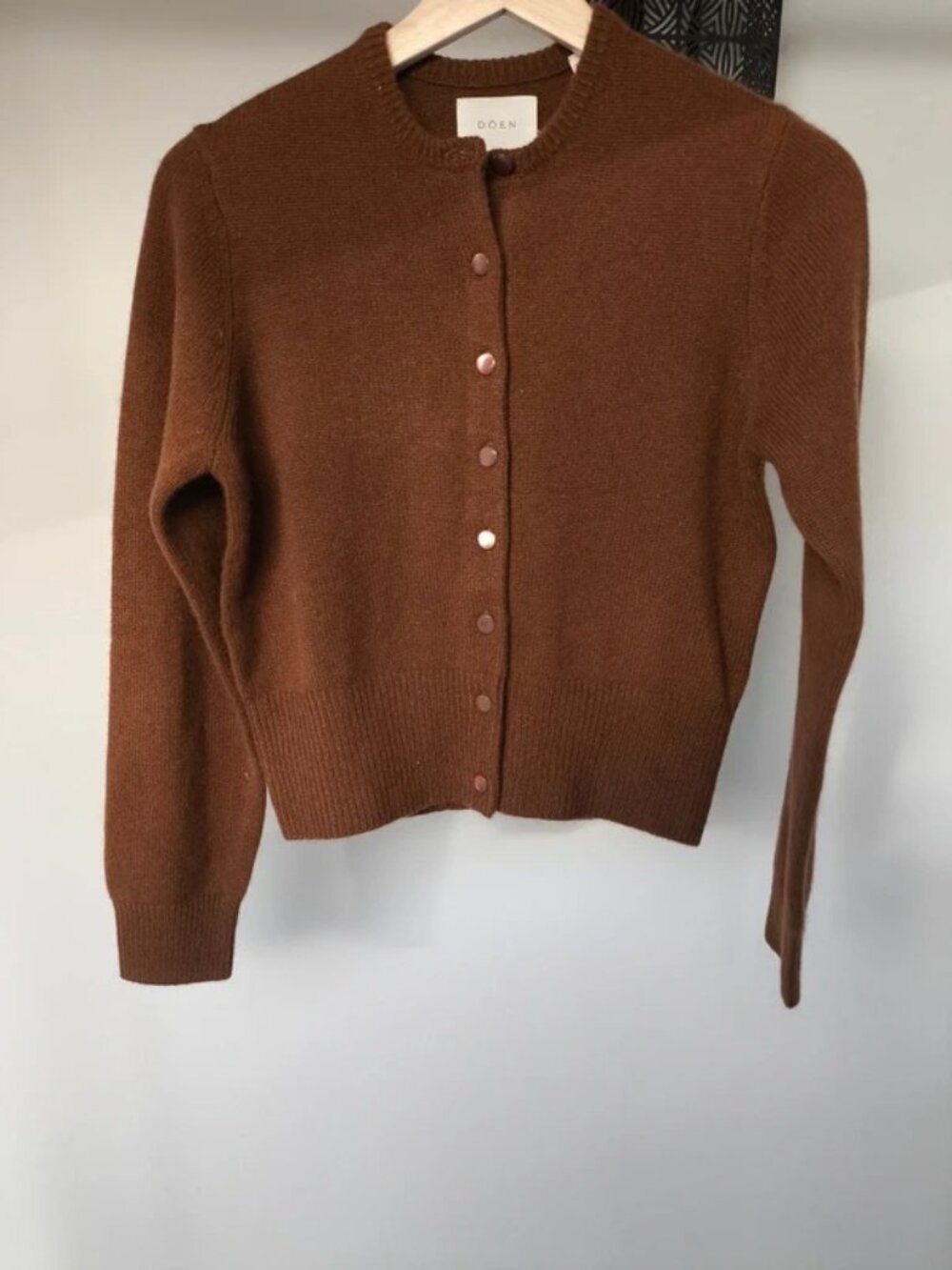 DOEN Fairchild 100% Cashmere Cardigan Cordovan Brown XS